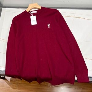 Ami Men's Deep Red Crewneck Sweater